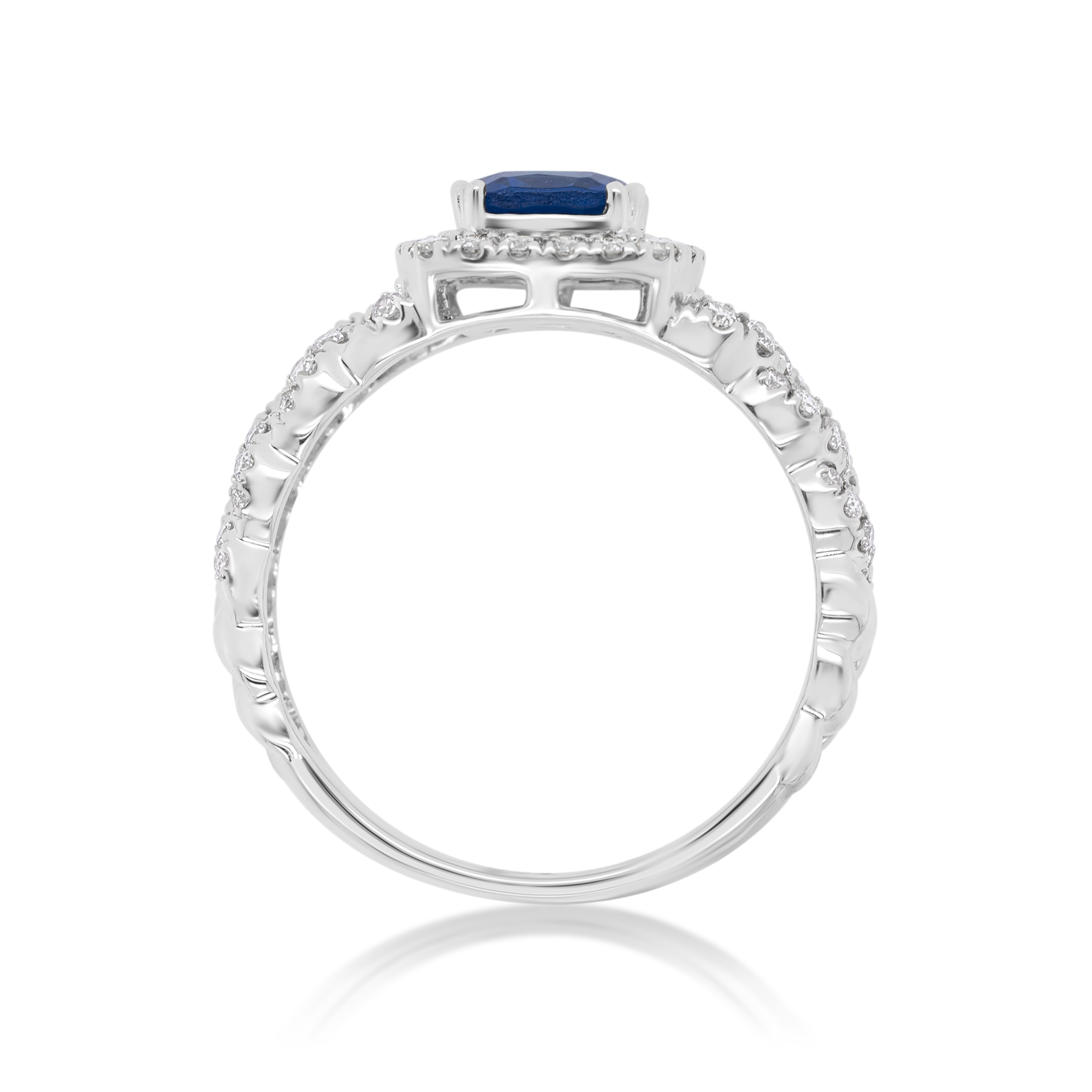 Diamond Ring 0.55 ct. 14K White Gold Blue Center Stone